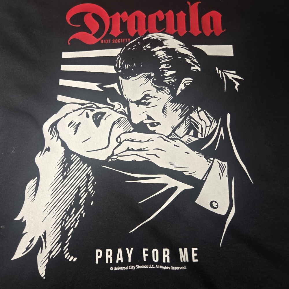 Dracula Pray For Me T Shirt Mens M Black Riot Society Universal Monsters Horror